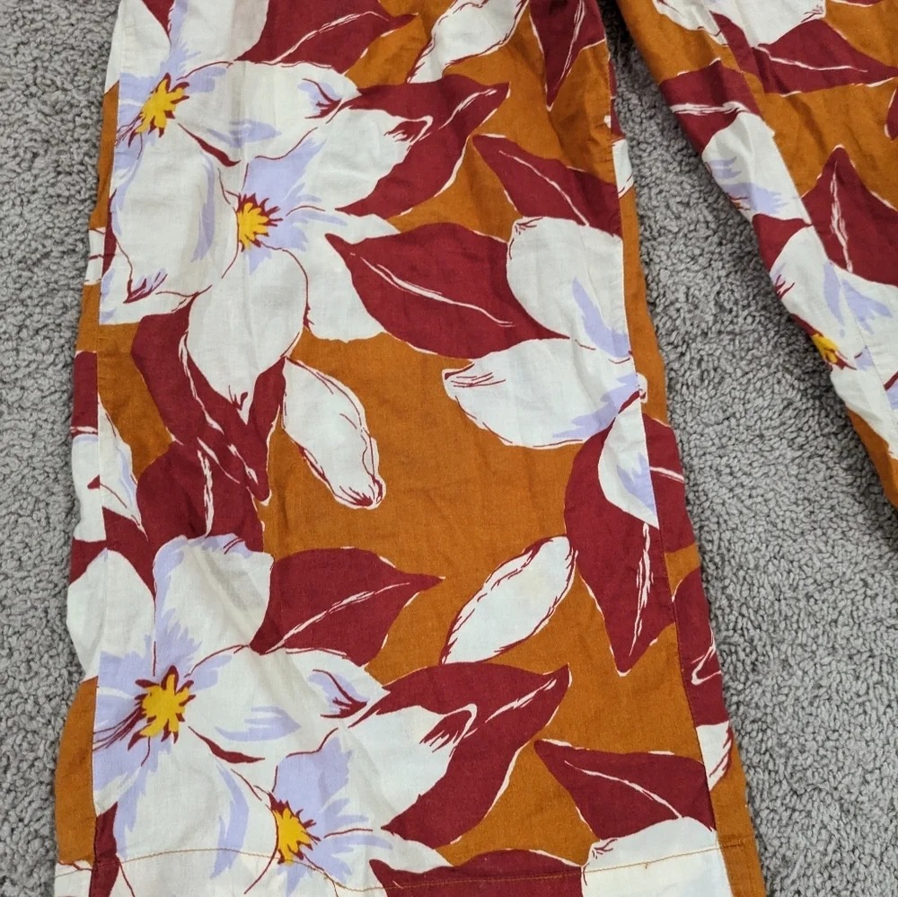Madewell Tie-Front Cover-Up Jumpsuit Orange tropical flower print size Small - Picture 4 of 10